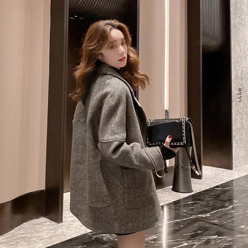 英倫風寬鬆休閒西裝領落肩袖外套