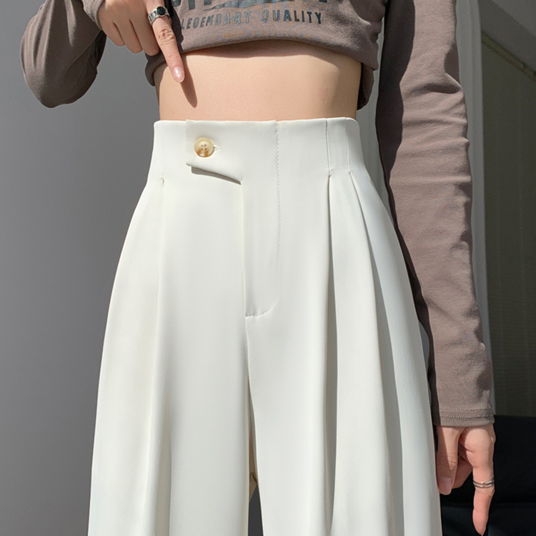 新款窄版高腰垂感拖地褲(3色)