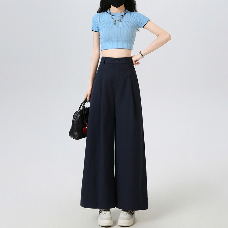 慵懶高腰西裝闊腿九分褲(3色)
