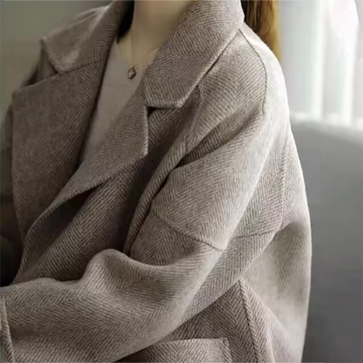 韓系設計人字紋西裝領大衣外套(2色)