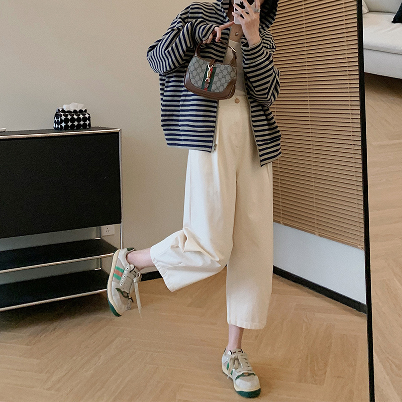 高腰雙面竹節水洗棉哈倫休閒褲(4色)