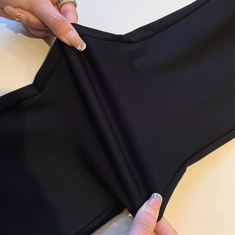 立體裁剪鬆緊高腰微喇叭長腿褲