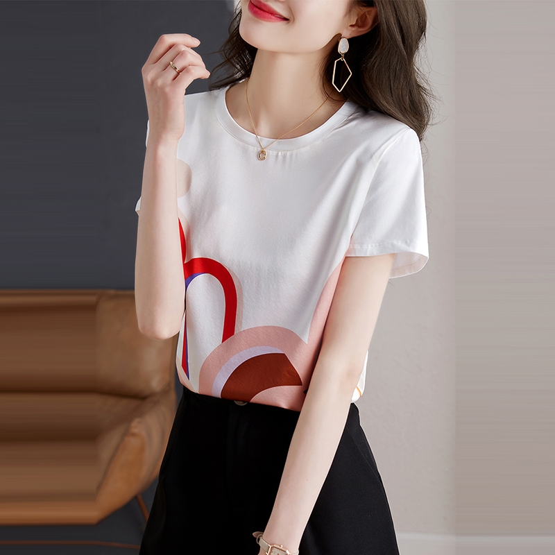 簡約圓領印花色短袖T恤