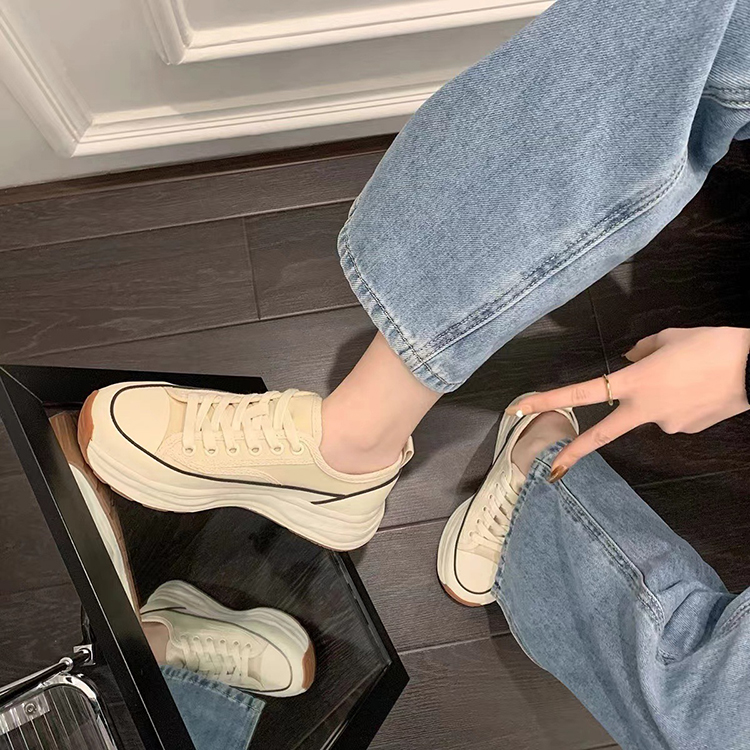 休閒舒適平厚底增高帆布鞋(3色)