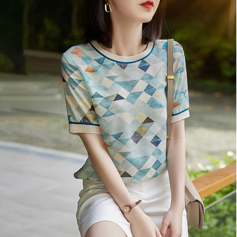 幾何撞色印花短袖T恤