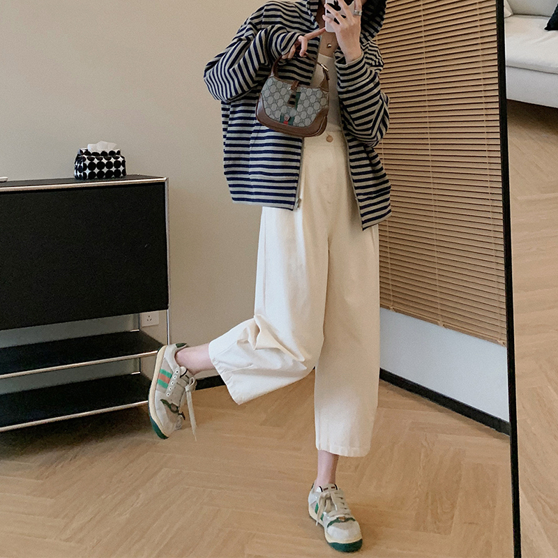 休閒高腰雙面竹節水洗棉哈倫褲(4色)