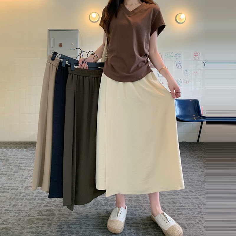 慵懶高腰開叉九分褲裙(4色)