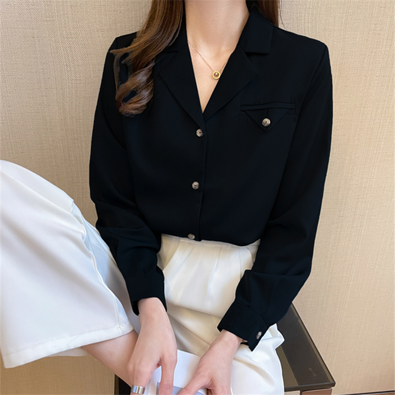 百搭小眾西裝領長袖襯衫