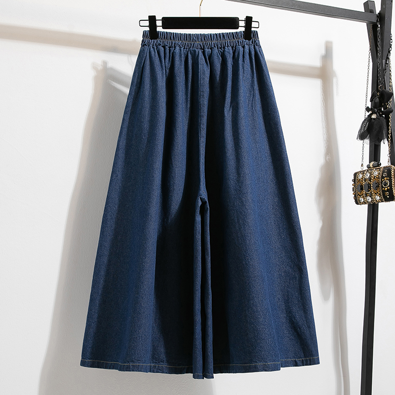 高腰A字九分寬褲牛仔褲