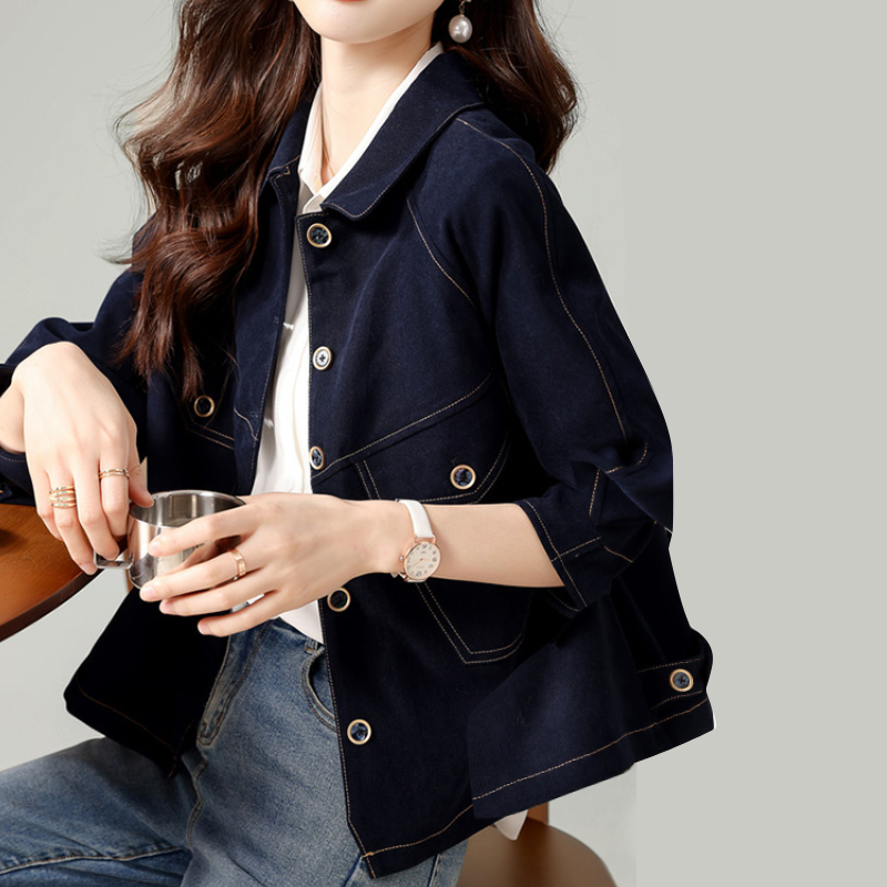 韓系復古仿牛仔洗水短外套
