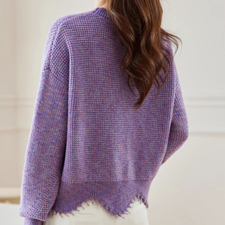 新款低圓領設計感流蘇針織毛衣(4色)