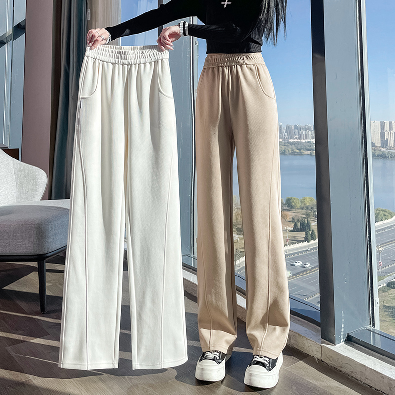 窄版直筒顯瘦加絨香蕉直筒衛褲(4色)