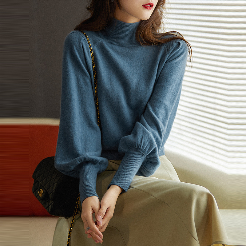 燈籠袖半高領內搭針織衫(4色)