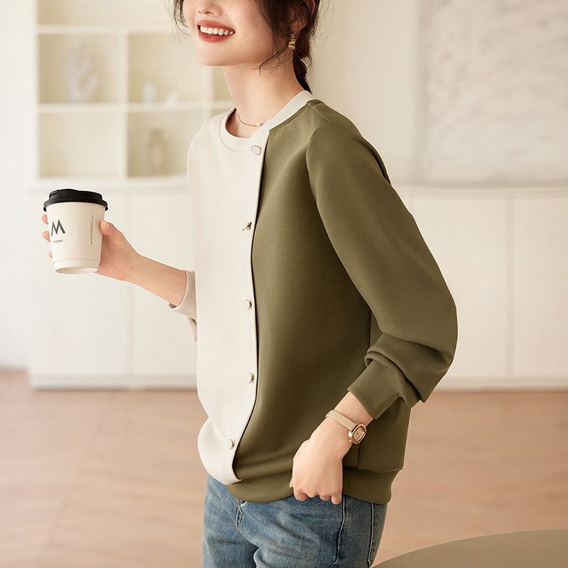 不規則設計休閒拼接撞色衛衣