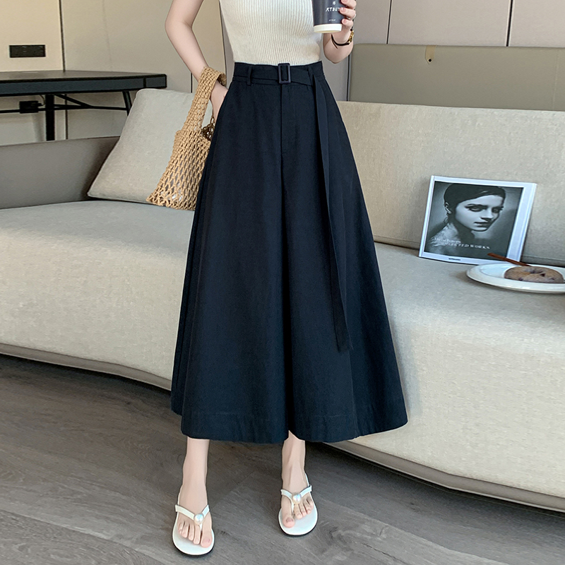 高腰大擺闊腿A字七分裙褲(3色)