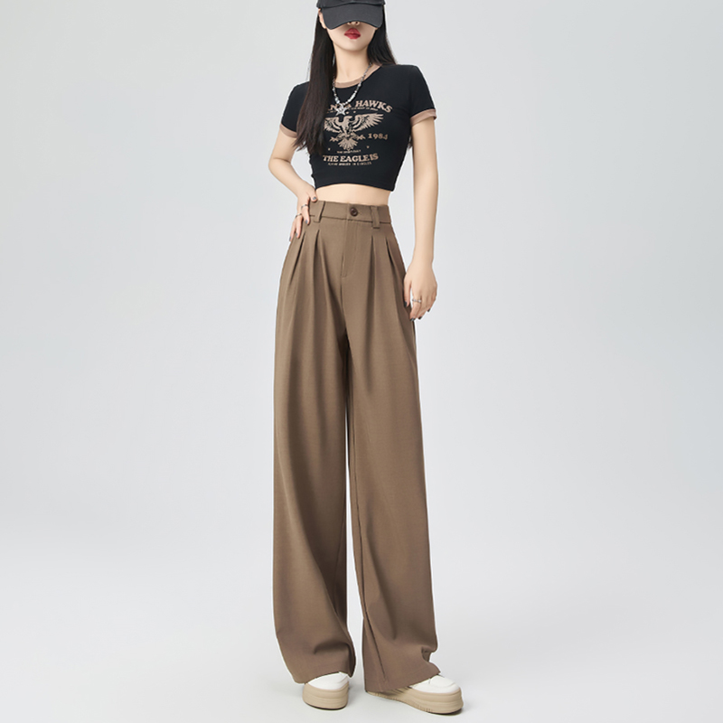 直筒垂感寬鬆打褶設計休閒褲(5色)