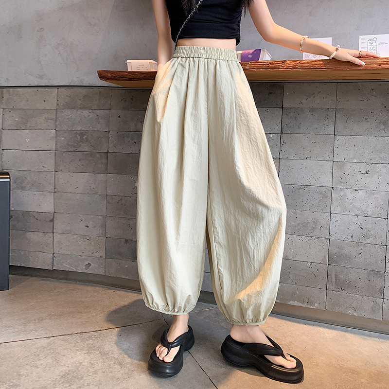 日式冰絲速乾防曬束腳薄款九分蘿蔔褲(3色)