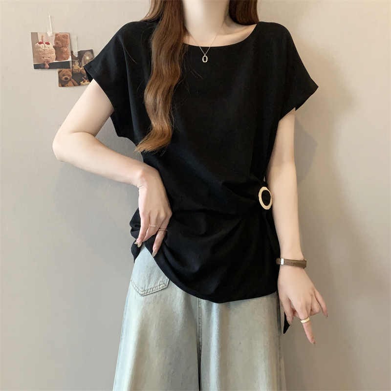 小飛袖收腰設計修身短袖T恤(3色)