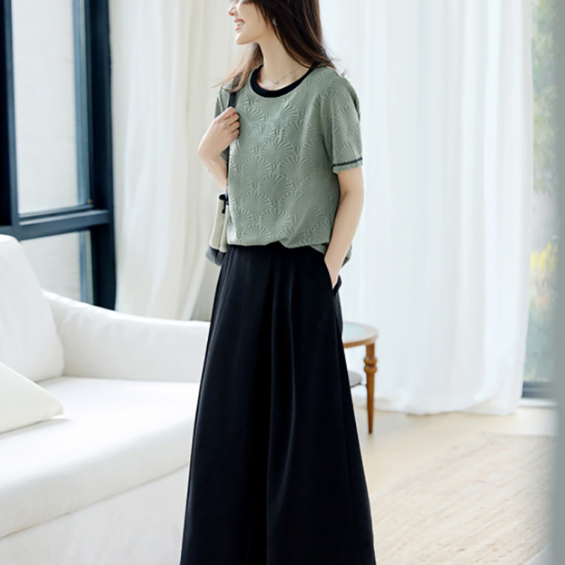 肌理撞色領短袖T恤