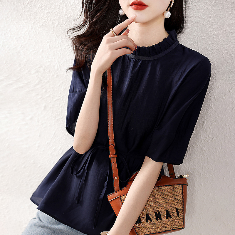 復古燈籠袖收腰襯衫