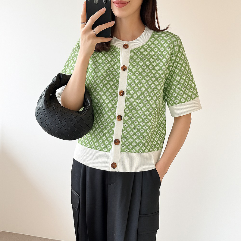 新款圓領冰爽短袖針織衫