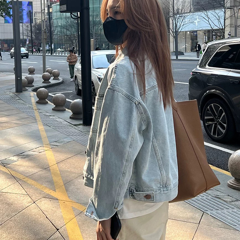 韓系復古寬鬆短版牛仔外套