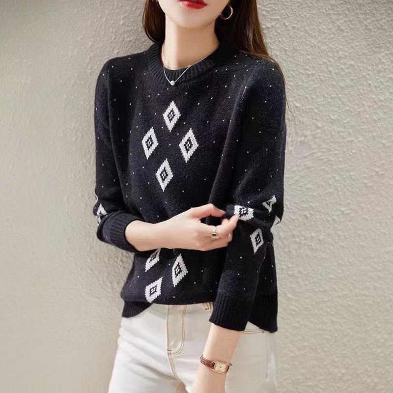 簡約提花圓領針織毛衣