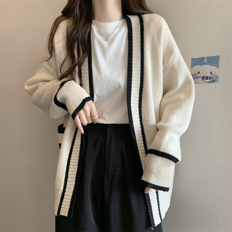 韓系V領長袖針織開襟衫