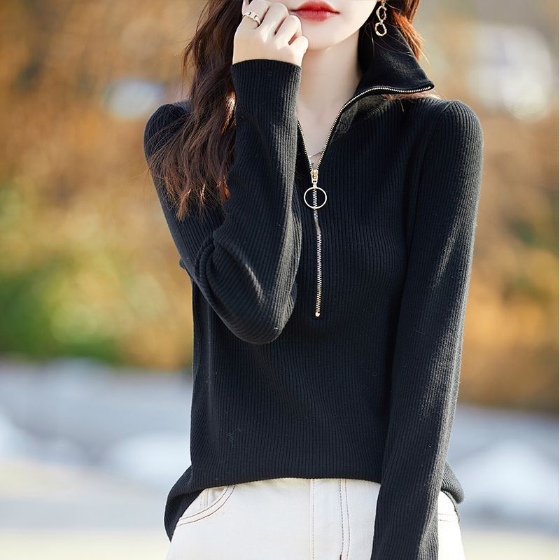 韓系百搭半拉鍊針織毛衣(4色)