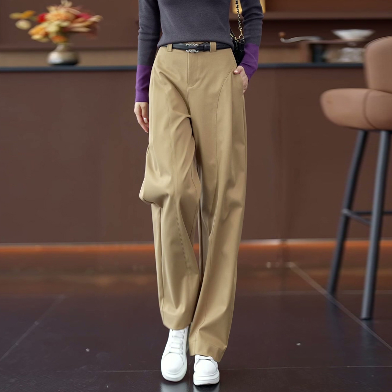 休閒寬鬆慵懶直筒闊腿褲(3色)