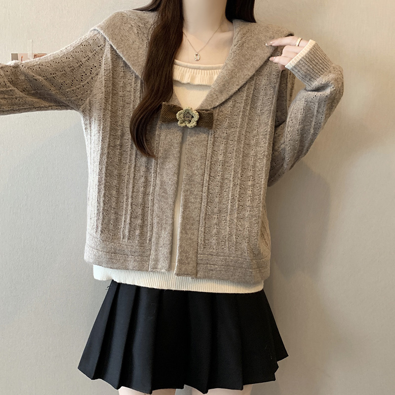 海軍領假兩件針織衫