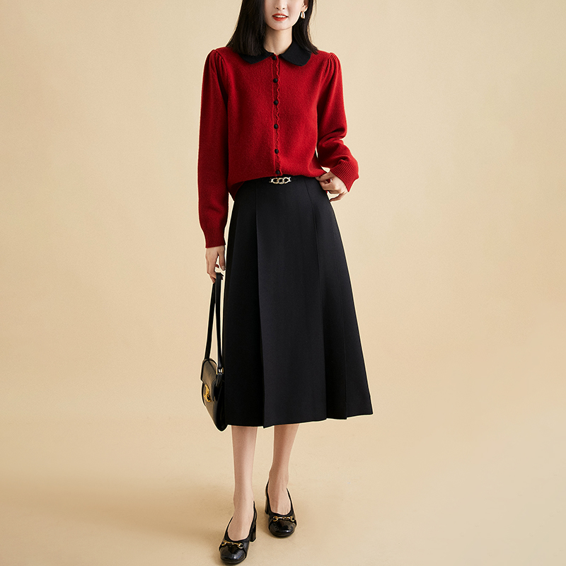 復古柔軟翻領長袖針織開襟衫(3色)