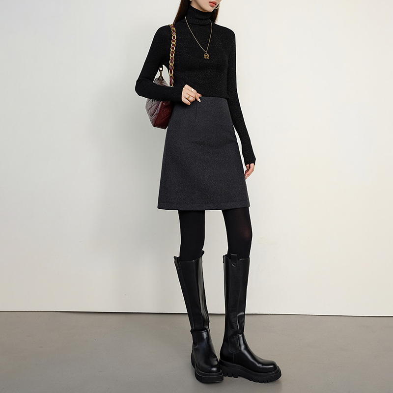 新款簡約高腰A字短裙