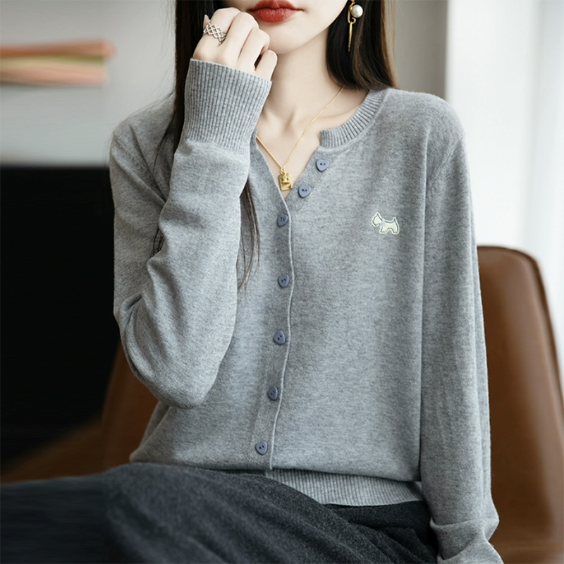 洋气V领刺绣针织开衫(5色)