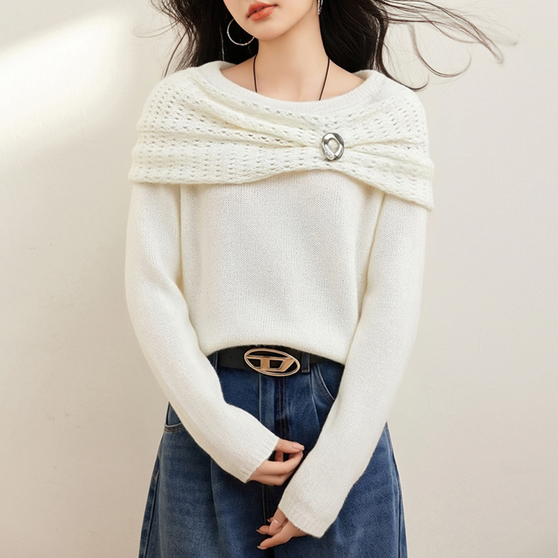 慵懶鏤空披肩針織衫(2色)