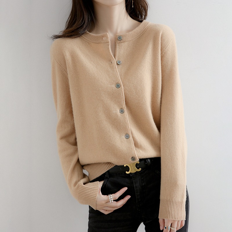 韓版開襟衫圓領單排扣針織毛衣(15色)