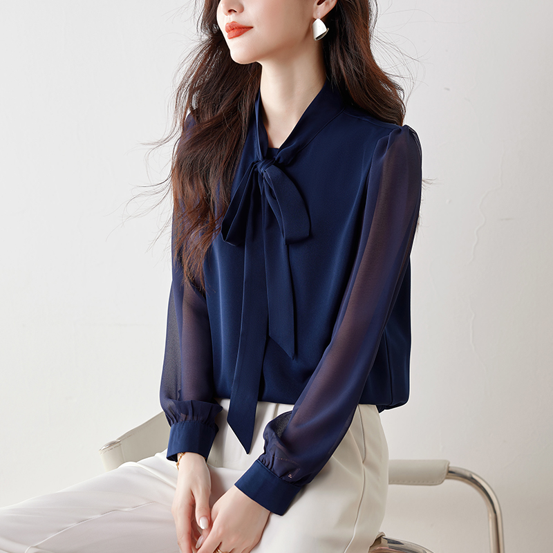 百搭繫帶領正肩别致衬衫