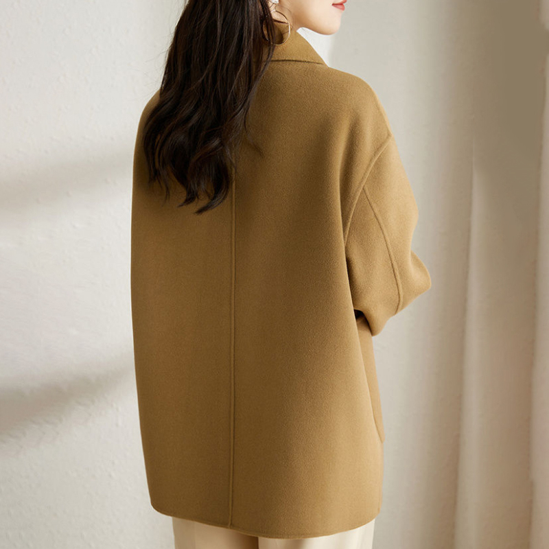 赫本風簡約單排扣毛呢大衣(2色)