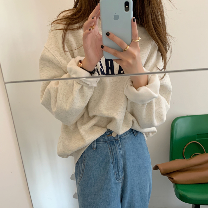 韓系寬鬆百搭簡約字母設計感衛衣