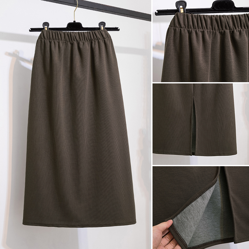 休閒鬆緊高腰垂感開叉A字半身裙(3色)