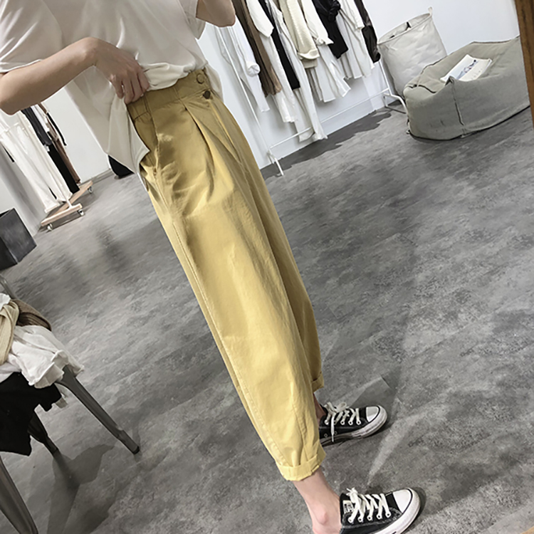 高腰寬鬆薄款哈倫九分休閒褲(3色)