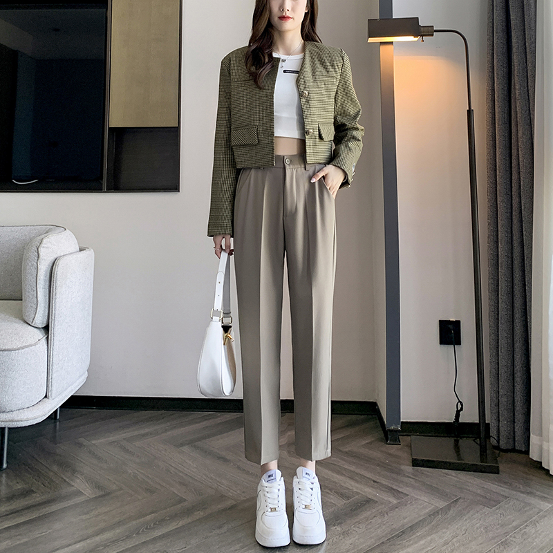 寬鬆高腰垂感煙管八分九分西裝褲(5色)