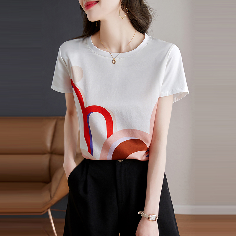 簡約圓領印花色短袖T恤