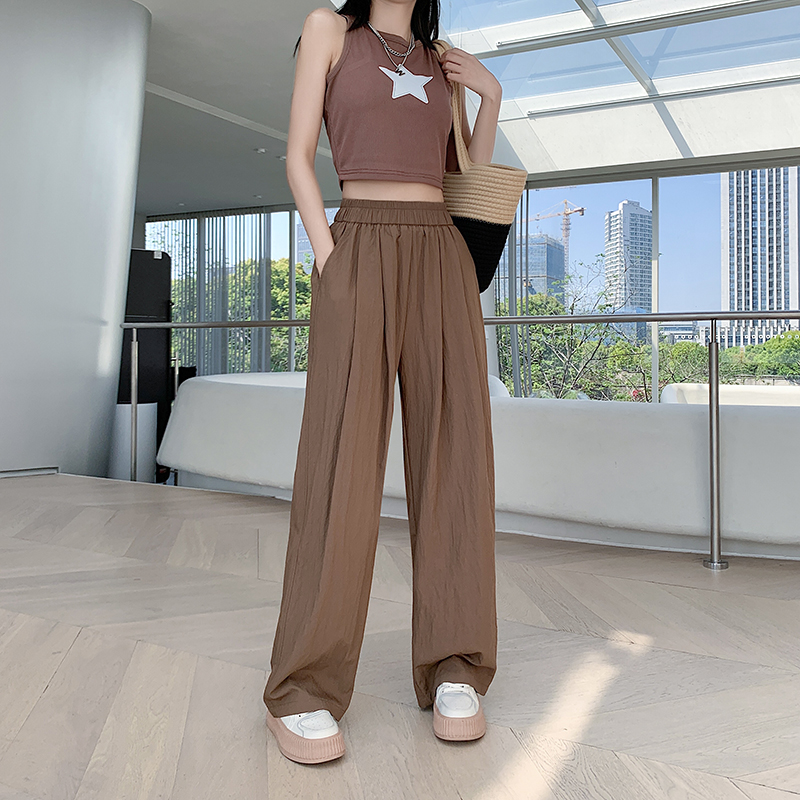 日系慵懶肌理紋褶皺闊腿休閒褲(4色)