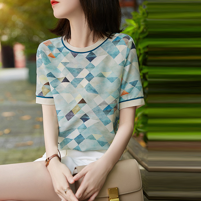 幾何撞色印花短袖T恤