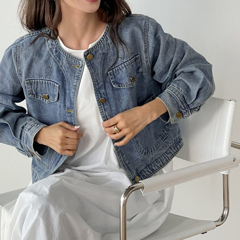韓系休閒百搭牛仔長袖外套(2色)