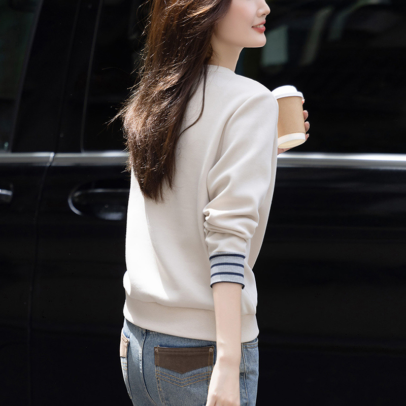 慵懶寬鬆顯瘦羅紋撞色袖口衛衣