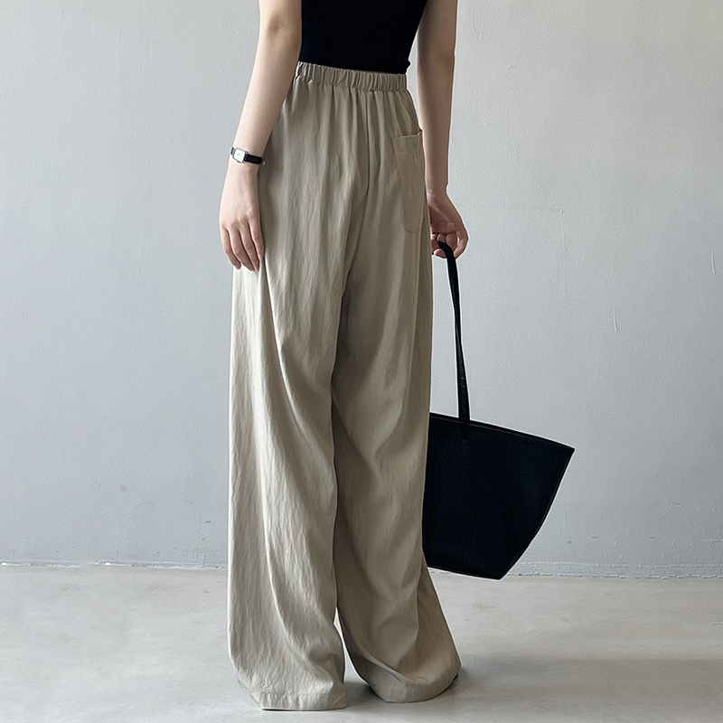 慵懶風肌理垂感拖地直筒休閒褲(5色)