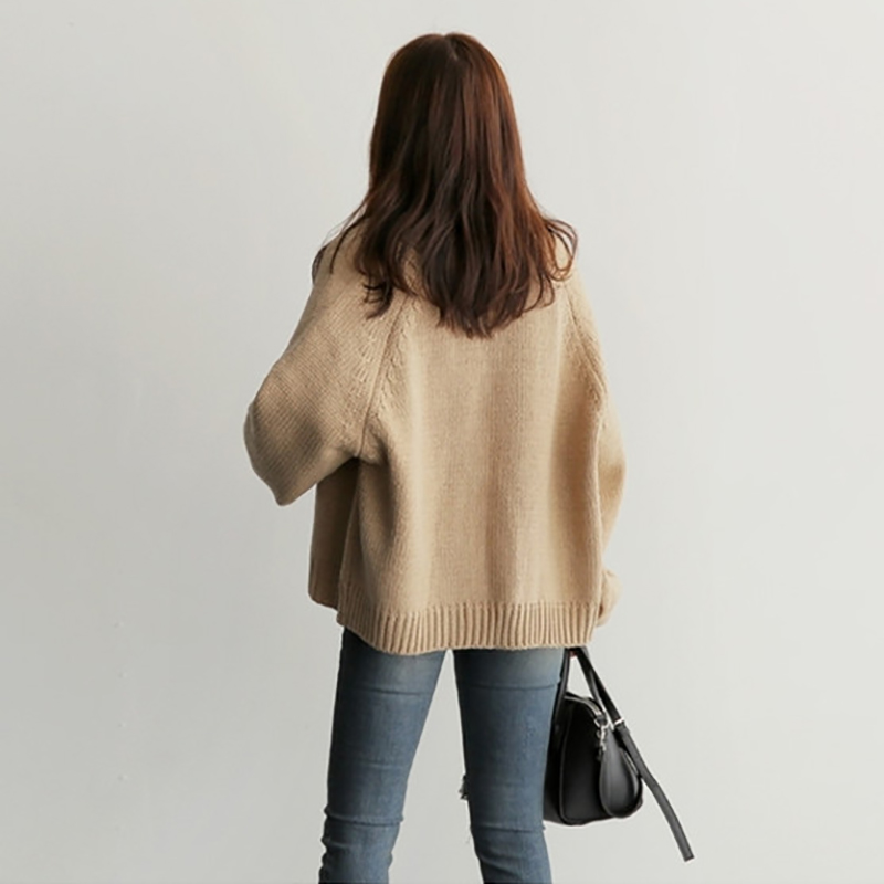 IG爆賣韓系慵懶風寬鬆短版針織開襟衫(3色)