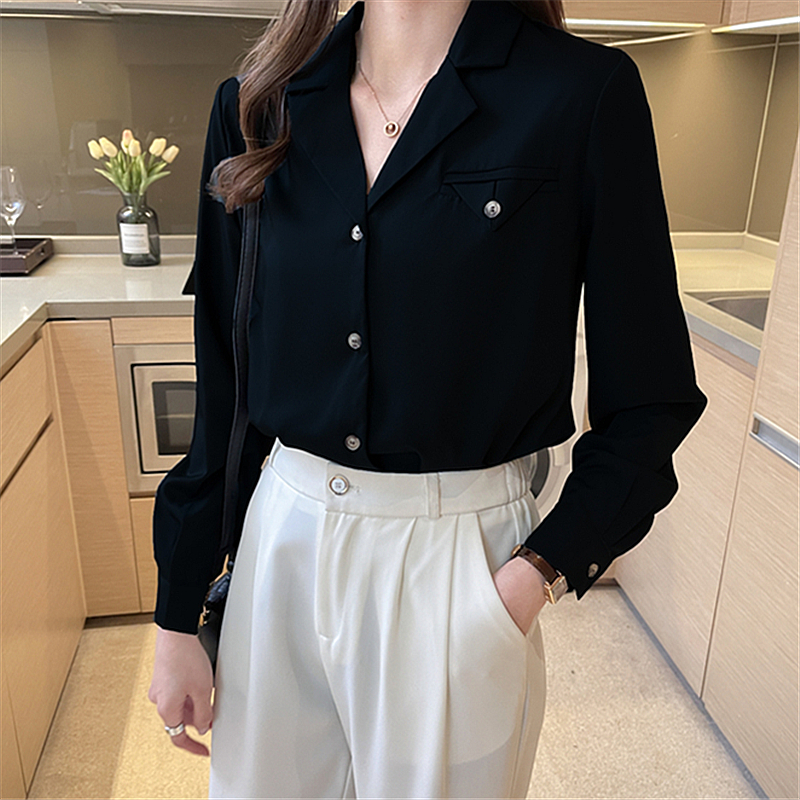 百搭小眾西裝領長袖襯衫